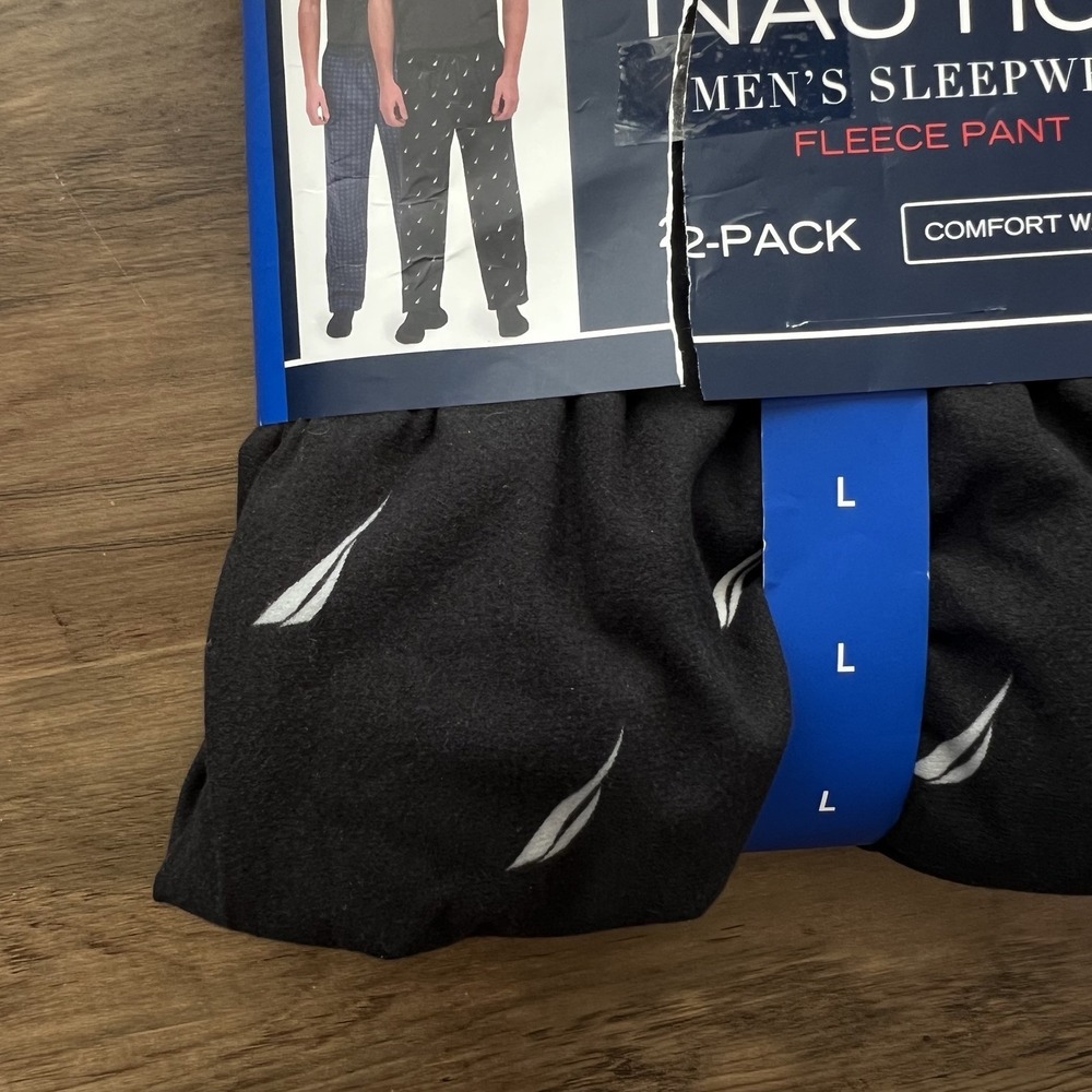 Nautica Men's Sleepwear Fleece Pants 2-Pack, Navy, Size Large Cozy Soft - Picture 3 of 3